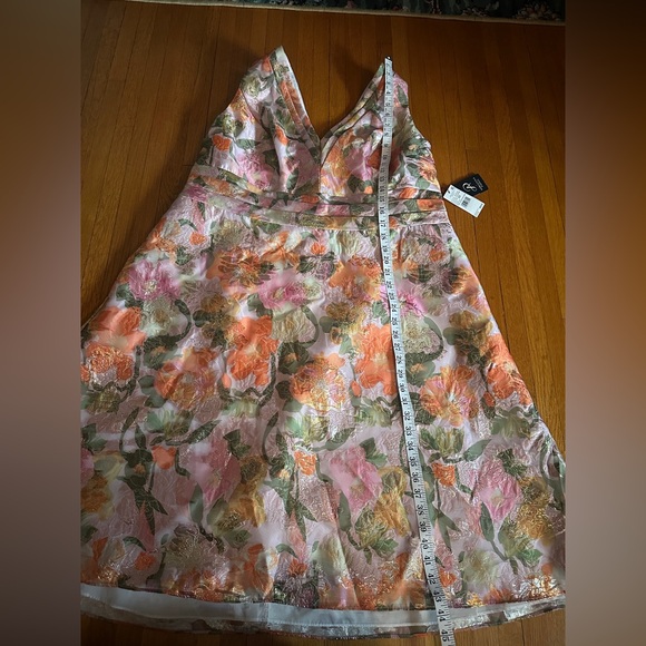 Adrianna Papell Jacquard Floral Print V Neck Sleeveless A Line Dress, 20W, NWT - Picture 6 of 11